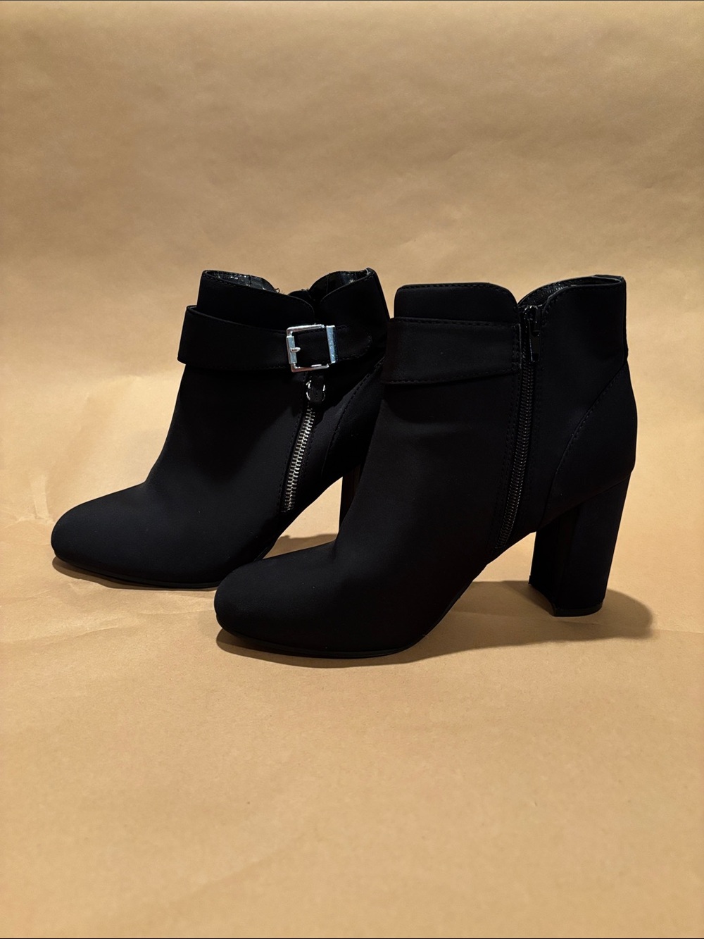 Unisa Black Buckle Strap Ankle Booties